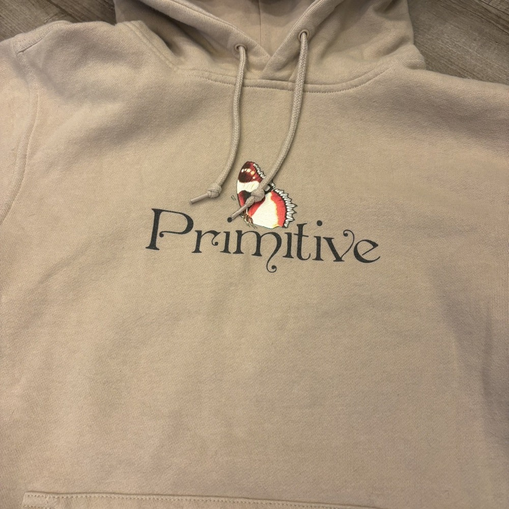 Primitive tan Fleece Hoodie Pullover size small for Men butterfly print - Picture 8 of 8